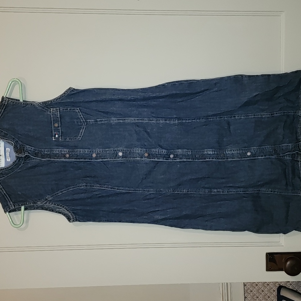 VTG Y2K TOMMY HILFIGER Snap Front Denim Jean Dress Size 8